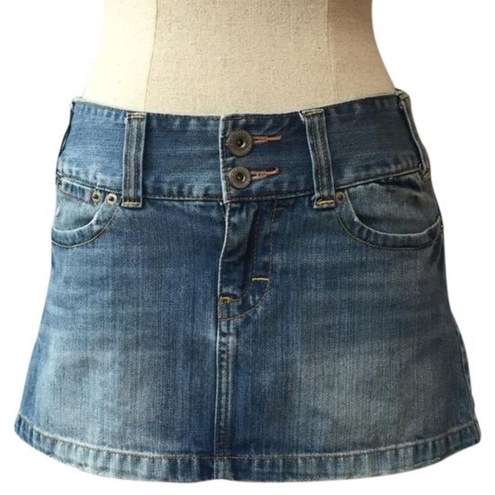 Vintage American Eagle Denim Low Rise Mini Skirt 2 - Y2K 2000s